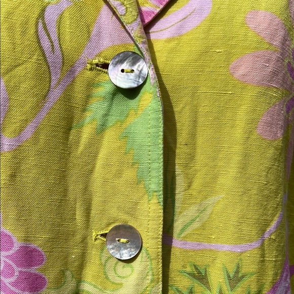 VGUC Linen blend RAFAEL Yellow and Pink Boxy Button Down Shirt Jacket - Picture 5 of 5